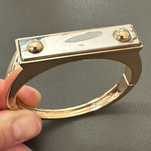 Banana Republic Jewelry - BR Banana Republic hinged Cuff Silver Gold Tone Screw design Bracelet